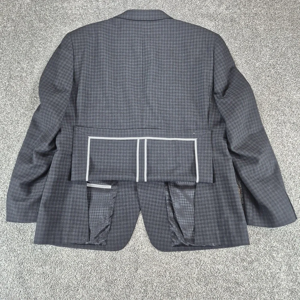 John Varvatos Blazer Mens 46R Gray Gingham Check Wool Unstructured Sport Coat